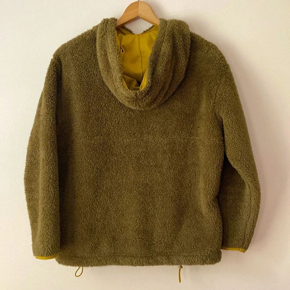 Girlfriend Collective Dark Olive Recycled Half-Zip Fleece Size Small
